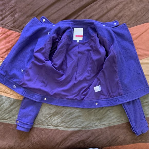 TRACY REESE WOMENS PURPLE SOFT COTTON BLEND JACKET COAT W/PADDED ARMS - SIZE P - Picture 6 of 8